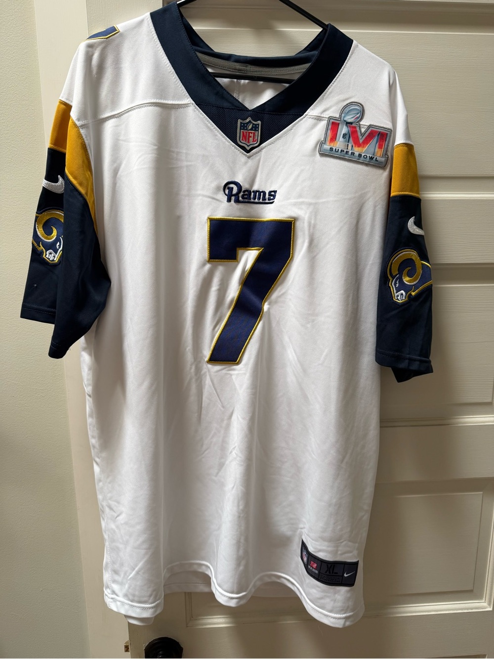 JESUS Nike White Navy Gold Rams #7 Football Jersey